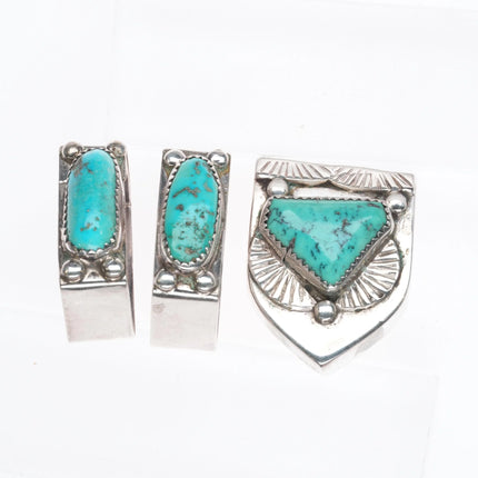 1" Horace Iule Zuni cast sterling silver turquoise ranger belt buckle set