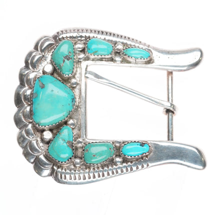 1" Horace Iule Zuni cast sterling silver turquoise ranger belt buckle set
