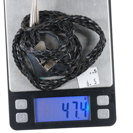 c1970's Large Vintage Navajo Sterling silver turquoise slab bolo tie - Estate Fresh Austin