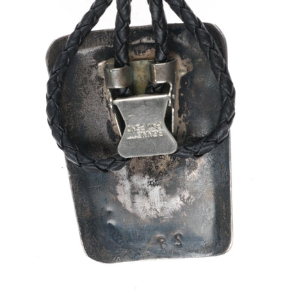 c1970 Large RS Sterling silver turquoise nugget cluster coral bolo tie - Estate Fresh Austin