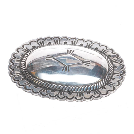 Vintage Navajo sterling silver concho style hand stamped belt buckle