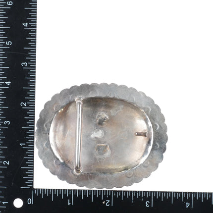 Vintage Navajo sterling silver concho style hand stamped belt buckle