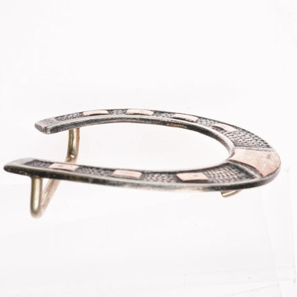 Vintage Mexican sterling silver horseshoe belt buckle horse themed/equestrian