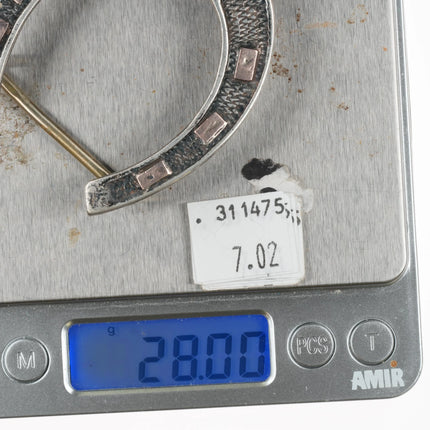 Vintage Mexican sterling silver horseshoe belt buckle horse themed/equestrian