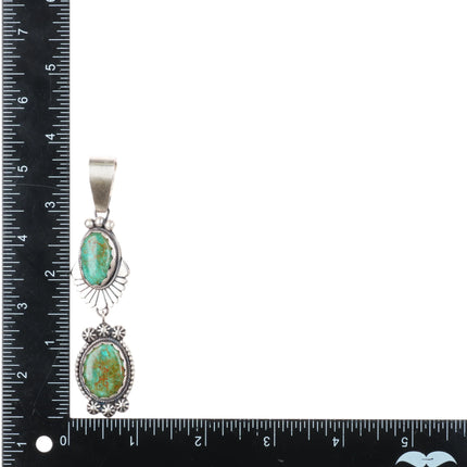 Marita Benally Navajo Sterling silver Royston turquoise pendant w/dangledoo