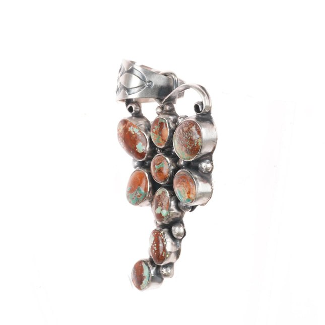 Navajo sterling silver boulder turquoise pendant dragonfly form