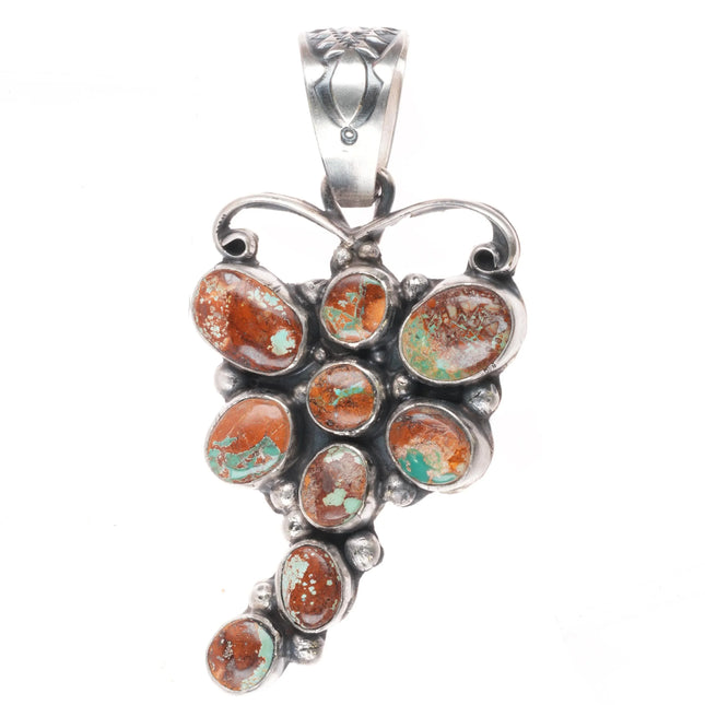 Navajo sterling silver boulder turquoise pendant dragonfly form