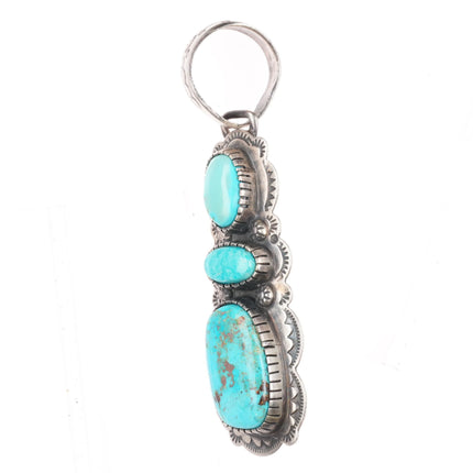 Bobby Johnson Navajo Turquoise pendant sterling silver w/nice turquoise