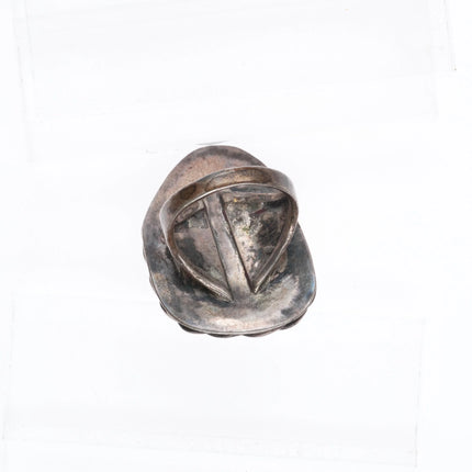 sz11.5 Large vintage Navajo sterling silver Royston turquoise ring rope edge