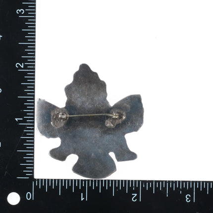 c1940's Zuni Multi-stone inlay sterling silver knifewing pin/brooch spiny oyster