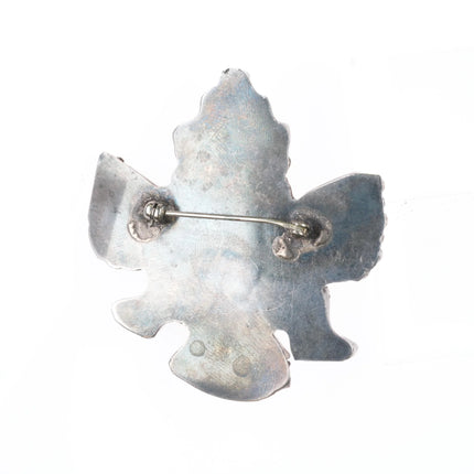 c1940's Zuni Multi-stone inlay sterling silver knifewing pin/brooch spiny oyster