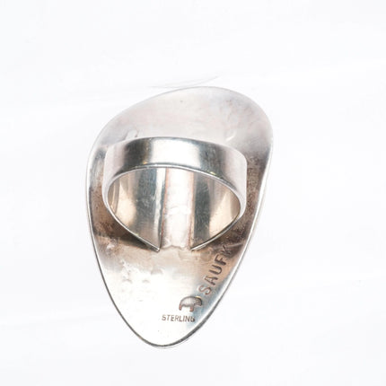 sz5.5 Lawrence Saufkie Hopi Overlay corn themed large ring sterling silver