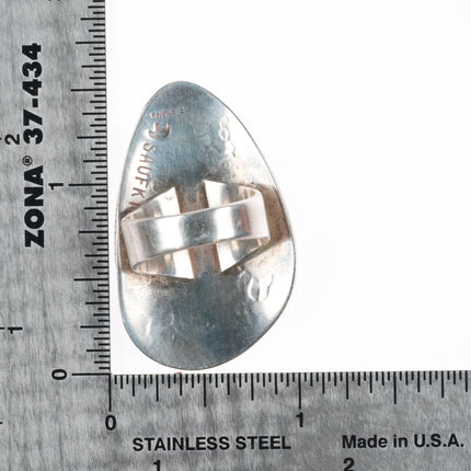 sz5.5 Lawrence Saufkie Hopi Overlay corn themed large ring sterling silver