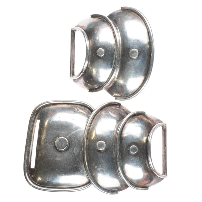 Large Hector Aguilar modernist Mexican sterling silver Armadillo belt buckle