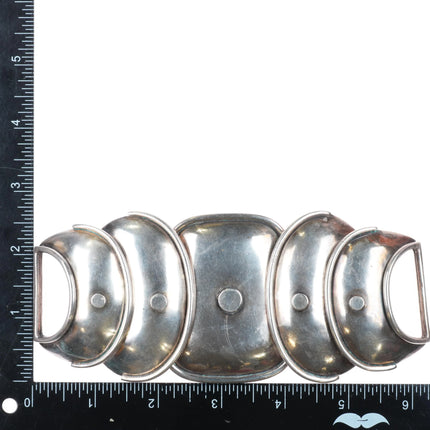 Large Hector Aguilar modernist Mexican sterling silver Armadillo belt buckle