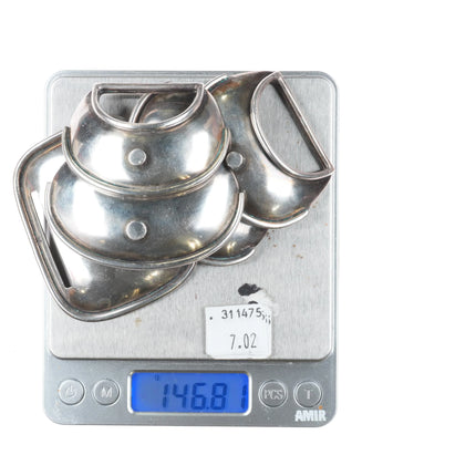 Large Hector Aguilar modernist Mexican sterling silver Armadillo belt buckle