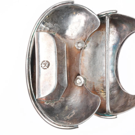 Large Hector Aguilar modernist Mexican sterling silver Armadillo belt buckle