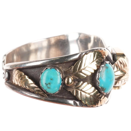 6.75" Juan Pedro Garcia Kewa sterling silver/gold turquoise watch cuff bracelet