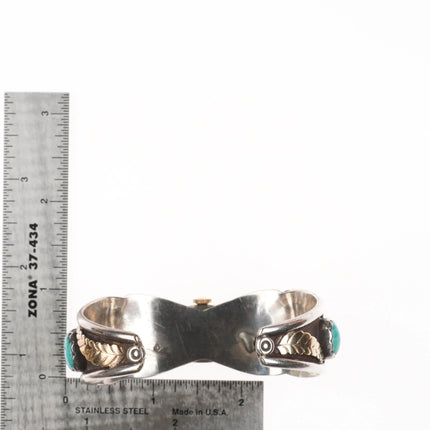 6.75" Juan Pedro Garcia Kewa sterling silver/gold turquoise watch cuff bracelet