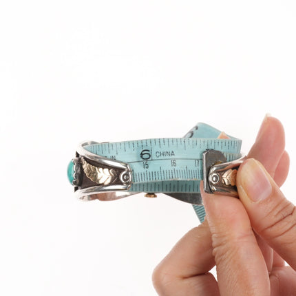 6.75" Juan Pedro Garcia Kewa sterling silver/gold turquoise watch cuff bracelet