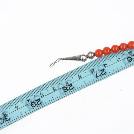 Phillip Sekaquaptewa Weseoma Hopi sterling silver coral beaded necklace/pendant