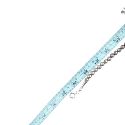 30" Vintage Navajo turquoise/shell MOP sterling silver squash blossom necklace