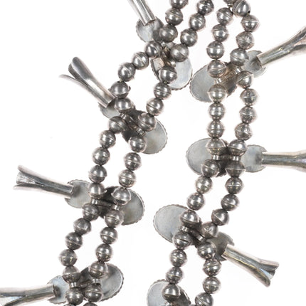 30" Vintage Navajo turquoise/shell MOP sterling silver squash blossom necklace