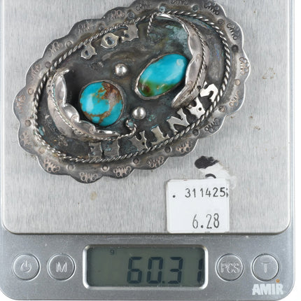 Navajo Sterling Silver Santa Fe Fraternal Order of Police FOP Belt buckle