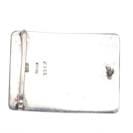 vintage Mexican sterling silver belt buckle with engraved star design