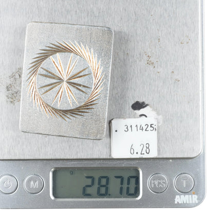 vintage Mexican sterling silver belt buckle with engraved star design