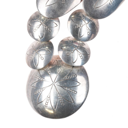 20" Mark Jimenez Apache reversible Onyx pillow bead necklace sterling silver - Estate Fresh Austin