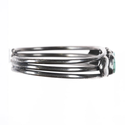 6.5" Vintage Navajo sterling silver 3 stone hearts cuff bracelet /nice turquoise - Estate Fresh Austin