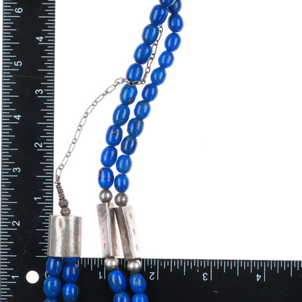 30" Vintage RC Santo Domingo sterling silver pendant/necklace Lapis/shell