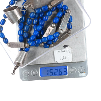 30" Vintage RC Santo Domingo sterling silver pendant/necklace Lapis/shell