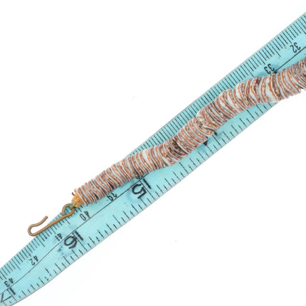 16" Vintage Santo Domingo shell bead stamped sterling silver tube necklace