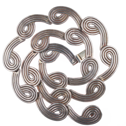 14" Vintage Mid Century Modernist Mexican sterling choker necklace 15mm-16mm