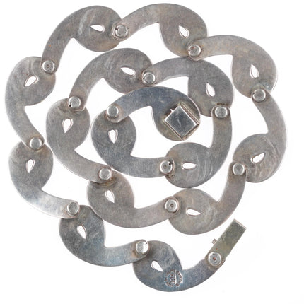 14" Vintage Mid Century Modernist Mexican sterling choker necklace 15mm-16mm