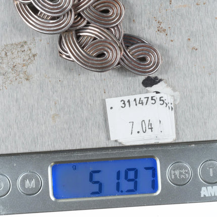 14" Vintage Mid Century Modernist Mexican sterling choker necklace 15mm-16mm