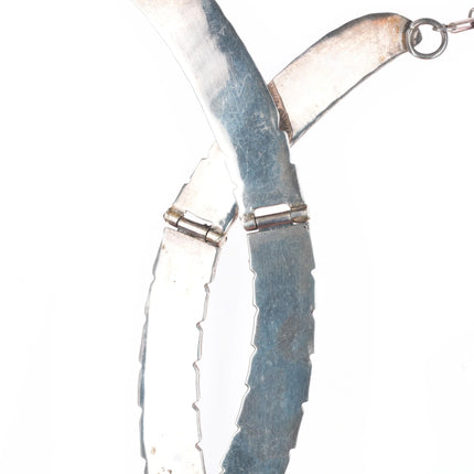 18" Vintage John Delvin Navajo Sterling silver turquoise cluster bib necklace