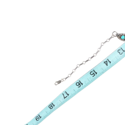 18" Vintage John Delvin Navajo Sterling silver turquoise cluster bib necklace