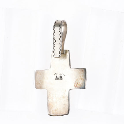 26" LB Southwestern sterling silver spiny oyster cross pendant/beaded necklace - Estate Fresh Austin