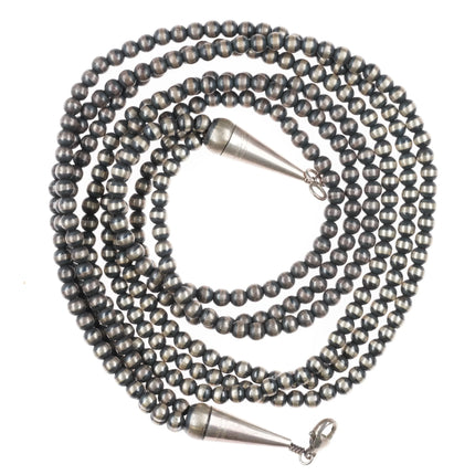 26" LB Southwestern sterling silver spiny oyster cross pendant/beaded necklace - Estate Fresh Austin