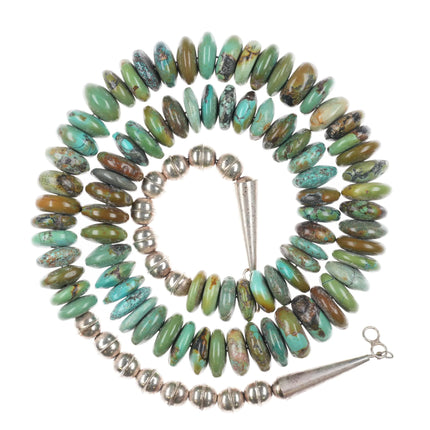 24" Southwestern sterling silver turquoise beaded Heishi necklace - Estate Fresh Austin