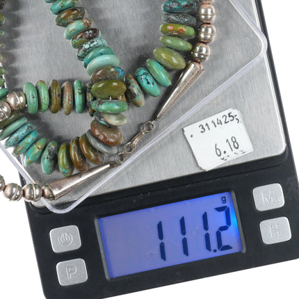 24" Southwestern sterling silver turquoise beaded Heishi necklace - Estate Fresh Austin
