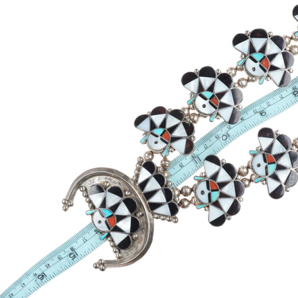 Vintage William Zunie sterling silver sunface squash blossom Cuff bracelet Ring - Estate Fresh Austin