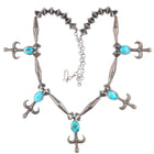 Vintage Navajo tube beads cast silver necklace w/ high grade turquoise - Estate Fresh Austin