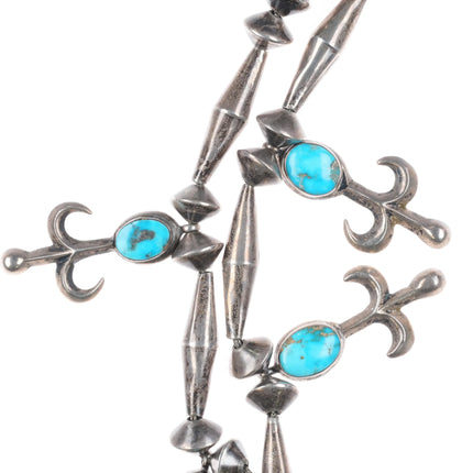 Vintage Navajo tube beads cast silver necklace w/ high grade turquoise - Estate Fresh Austin