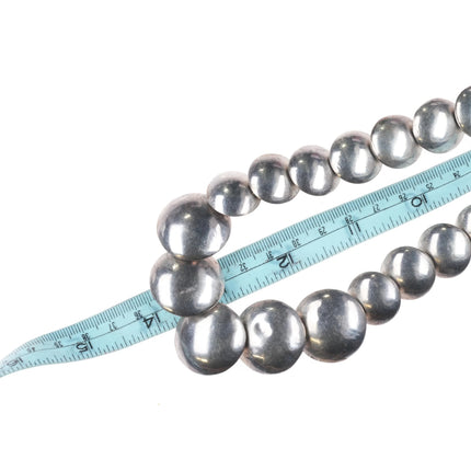 Vintage Southwestern sterling silver pillow bead necklace w/turquoise shadowbox - Estate Fresh Austin