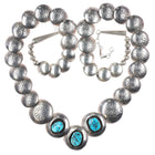Vintage Southwestern sterling silver pillow bead necklace w/turquoise shadowbox - Estate Fresh Austin