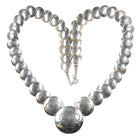 Vintage Southwestern sterling silver pillow bead necklace w/stamped design - Estate Fresh Austin